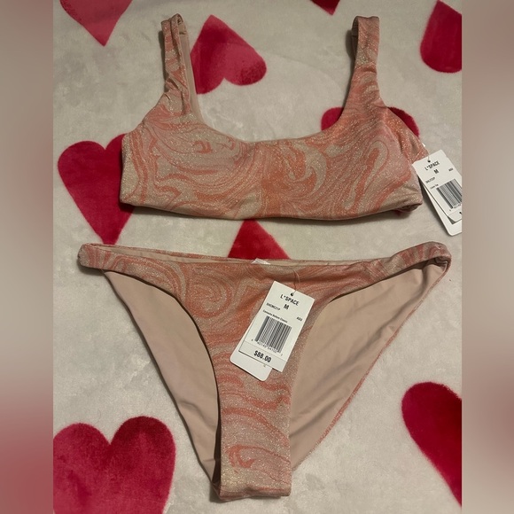 L*Space Shimmer Lizzie Bikini Top & Camacho Bikini Bottom Set All Swirled Up NWT - Picture 5 of 8